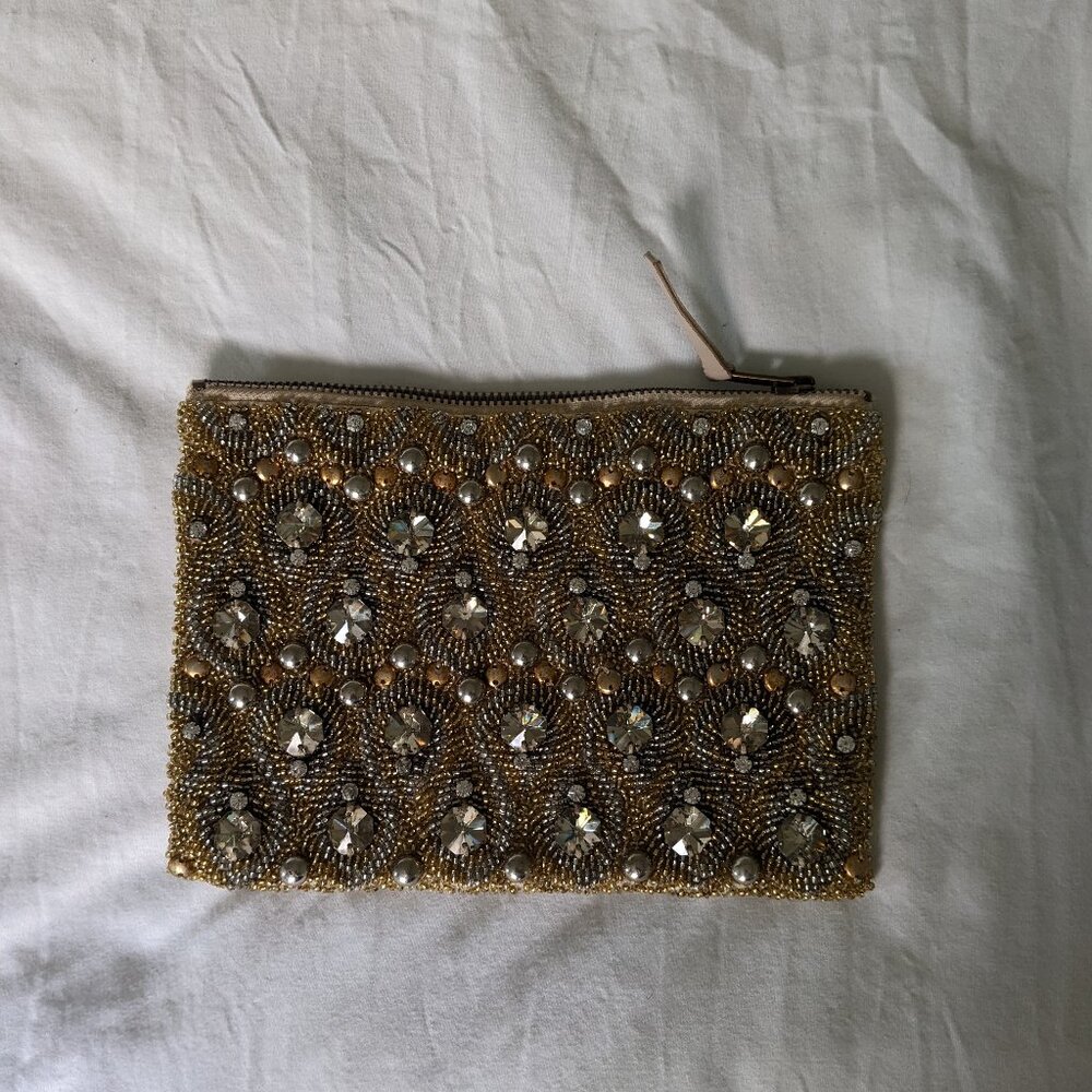 Anthropologie Soft Jeweled Wedding Clutch